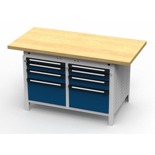 OTTOKIND Werkbank - bündige Arbeitsplatte - 850 x 1.150 x 750 mm (HxBxT) - 8 Schubladen - lichtgrau