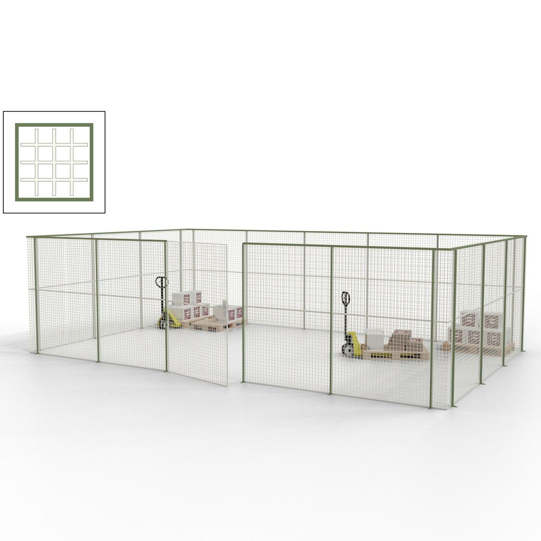 Maschinen Schutzgitter - Hallentrennwand - Sicherheitszaun - Tür - 22 m - 2.200 x 7.900 x 4.900 mm (HxBxT) - enzianblau