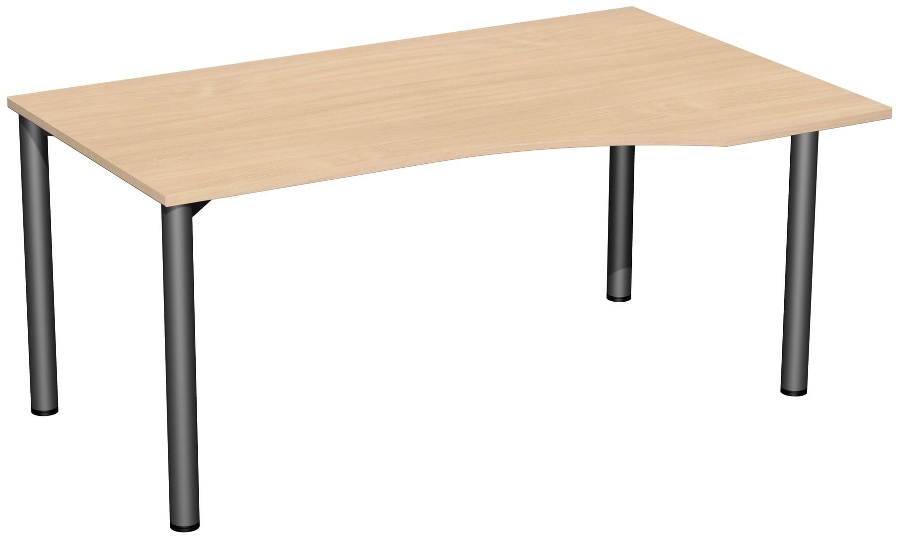 Eckschreibtisch - Ecke rechts - 4-Fuß Flex - 720 x 1.600 x 1.000 mm (HxBxT) - Gestell anthrazit - Ahorn