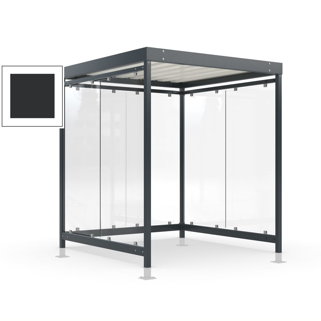 Raucherunterstand, Bushaltestelle, Bausatz, mit Überpflasterung, 6-7 Personen, 6 Wände, 2.440 x 2.165 x 2.165 mm (HxBxT), Achatgrau