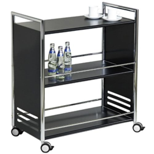 Servierwagen - Etagenwagen - Tragkraft 40 kg - 840 x 400 x 700 mm (HxBxT) - 3 Böden - Chrom/schwarz