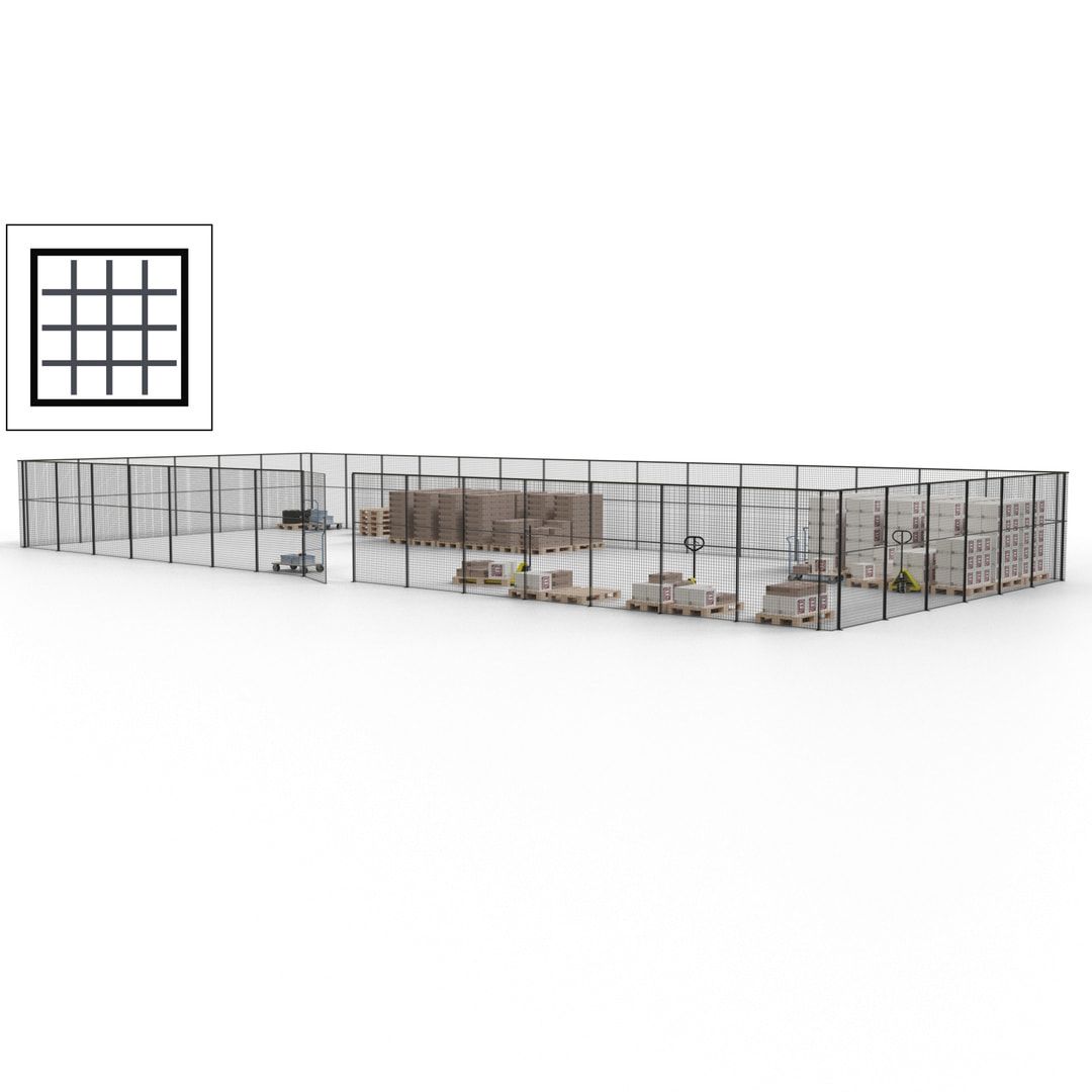 Maschinen Schutzgitter - Hallentrennwand - Sicherheitszaun - Tür - 63 m - 2.200 x 22.900 x 9.400 mm (HxBxT) - enzianblau