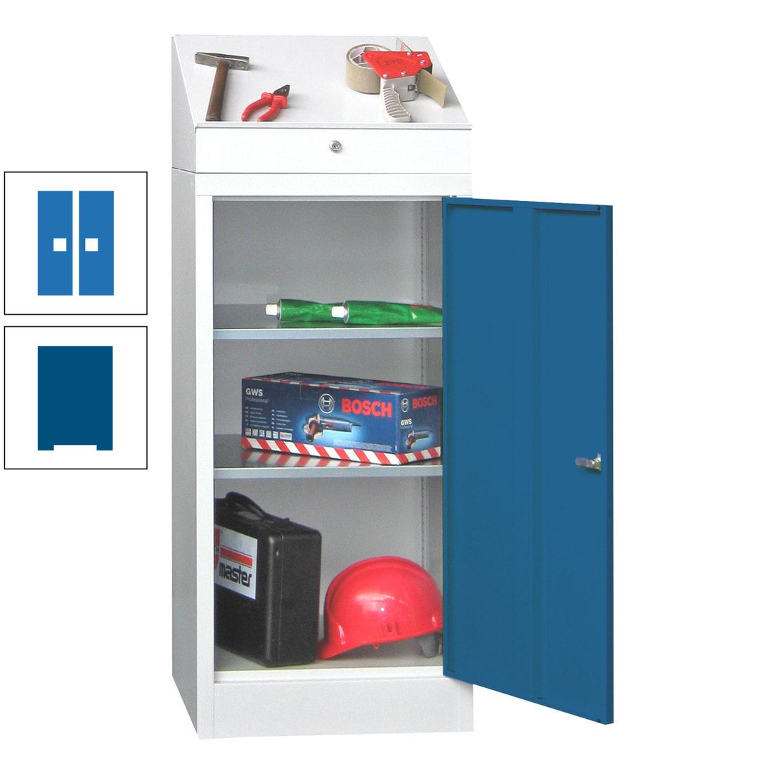 Stehpult mit Schrank - Vollblechtür - Zylinderschloss - 1.270x500x500 mm (HxBxT) - anthrazitgrau