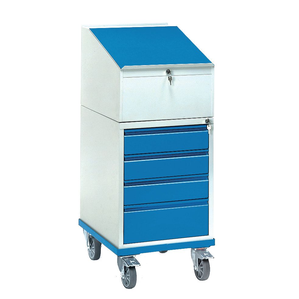Fetra - Rollpult m. Schreibpultaufsatz - (BxT) 550 x 650 mm - 3 Böden