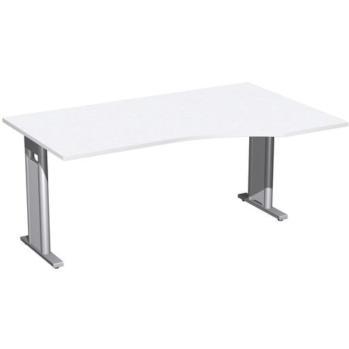 Eckschreibtisch, Ecke rechts, Füße einseitig verkürzt, C-Fuß Pro, 720 x 1.600 x 1.000 mm (HxBxT), Gestell silber, Dekor Ahorn