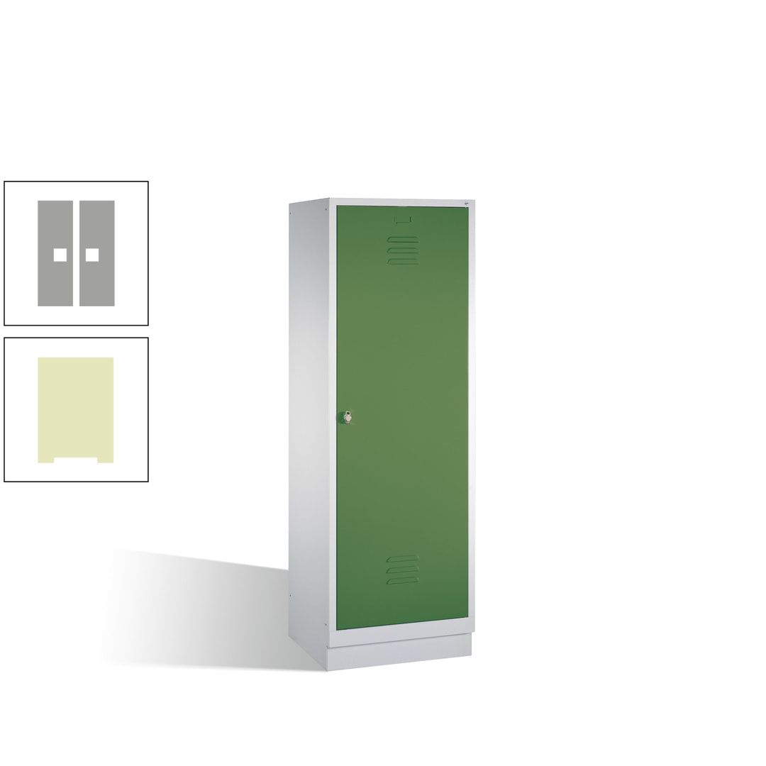 Doppel-Spind mit Großtür, Garderobenschrank mit Sockel, 2 Abteile a 300 mm, Korpus anthrazitgrau, Tür anthrazitgrau, 1.800 x 610 x 500 mm (HxBxT)