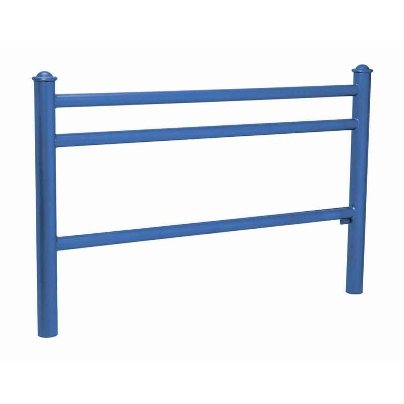 Geländer 3 Stahlrohre - 1.000 x 1.572 mm - Pfosten mit Edelstahlkopf - Farbe enzianblau - Außengeländer Systemgeländer
