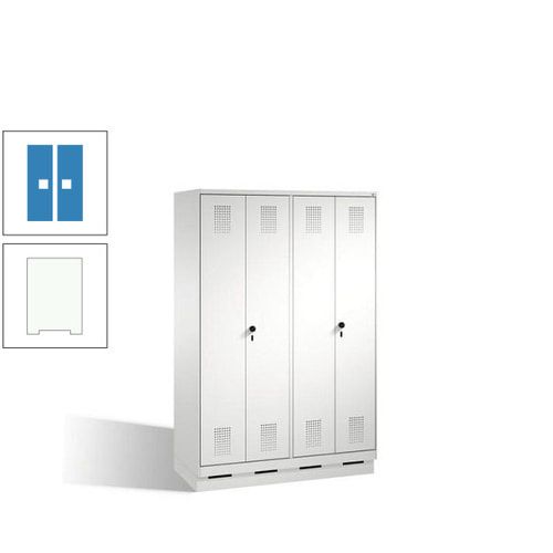 Doppel-Spind, Doppeltüren, Garderobenschrank mit Sockel, 4 Abteile a 300 mm, Korpus anthrazitgrau, Tür anthrazitgrau, 1.800 x 1.200 x 500 mm (HxBxT)
