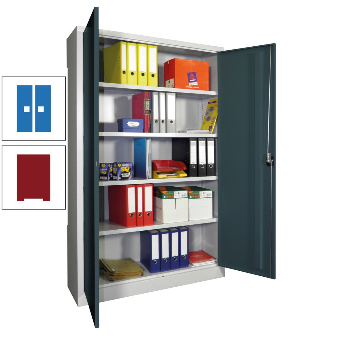 Aktenschrank - Vollblechtüren - 1.950x1.200x400 mm (HxBxT) - 4 Einlegeböden verzinkt - Zylinderschloss - anthrazitgrau