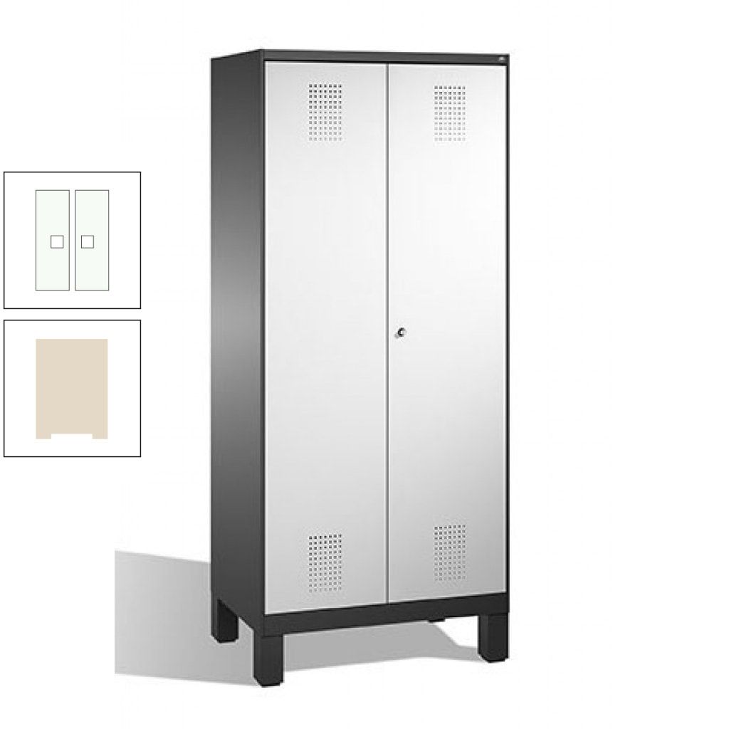 Mehrzweckschrank, Doppeltüren, auf Füßen, 2 Abteile a 400 mm, Korpus anthrazitgrau, Tür anthrazitgrau, 1.850 x 800 x 500 mm (HxBxT)
