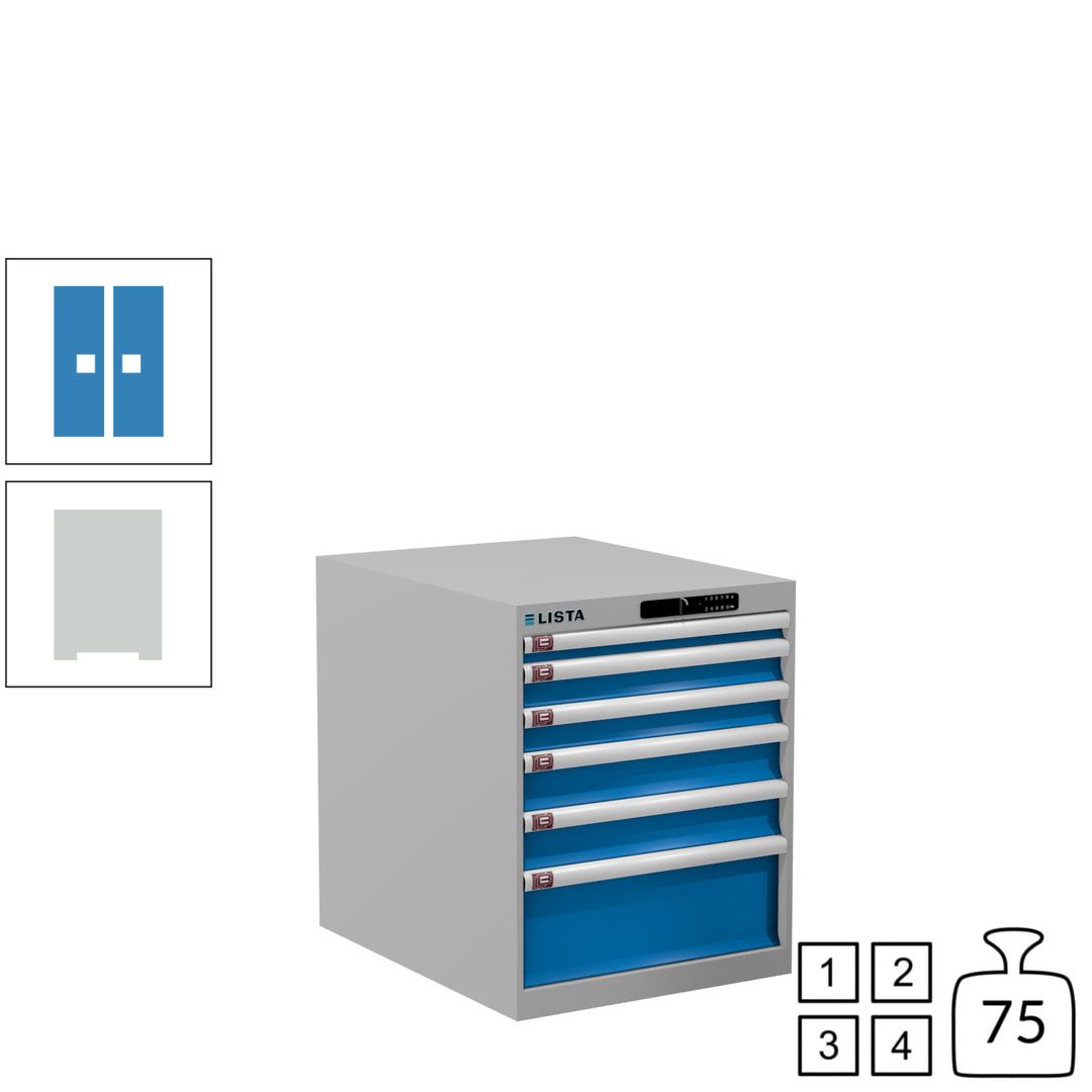 Lista Schubladenschrank - 14.352.010 - 700x564x725 mm (HxBxT) - 6 Schubladen - 75 kg - Key Lock - lichtblau (RAL 5012)