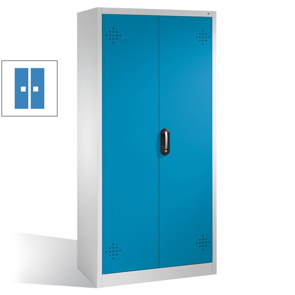C+P Umweltschrank mit 4 Wannenböden, für wassergefährdende Stoffe, mit Flügeltüren, 1.950 x 930 x 500 mm (HxBxT), Farbe lichtgrau