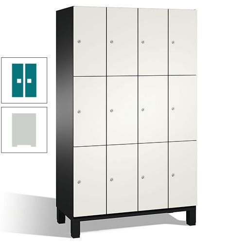 Fächerschrank, Stahlschrank, 12 Fächer, Türöffnungsbegrenzer, mit Füßen, Korpus lichtgrau, Tür anthrazitgrau, 1.980 x 1.200 x 525 mm (HxBxT)