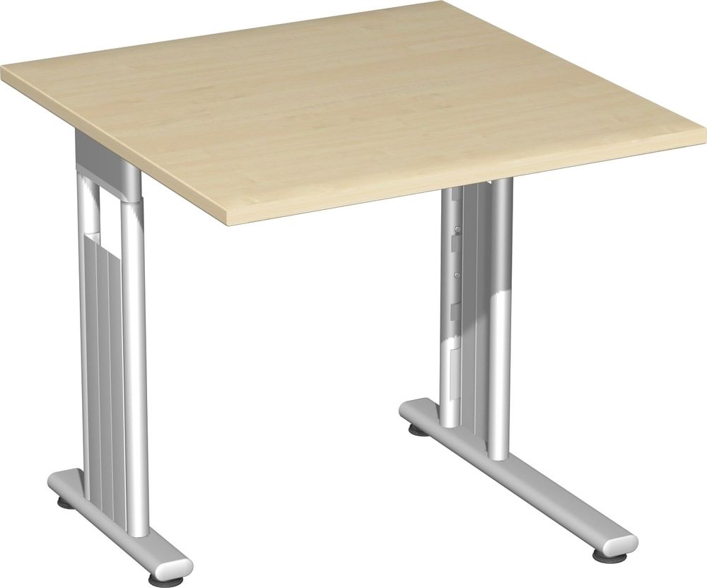 Schreibtisch mit einseitig verkürzt Füßen - C-Fuß Flex - Bürotisch - Konferenztisch - 720 x 1.200 x 800 mm (HxBxT) - Dekor Ahorn - Gestell silber