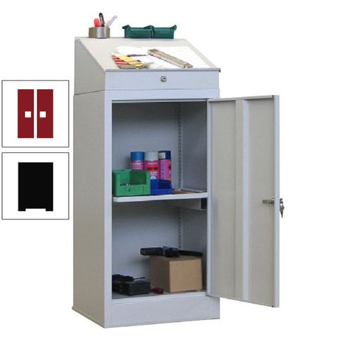 Stehpult mit Schrank - Vollblechtür - Zylinderschloss - 1 Ausziehboden - 1.270x500x500 mm (HxBxT) - anthrazitgrau