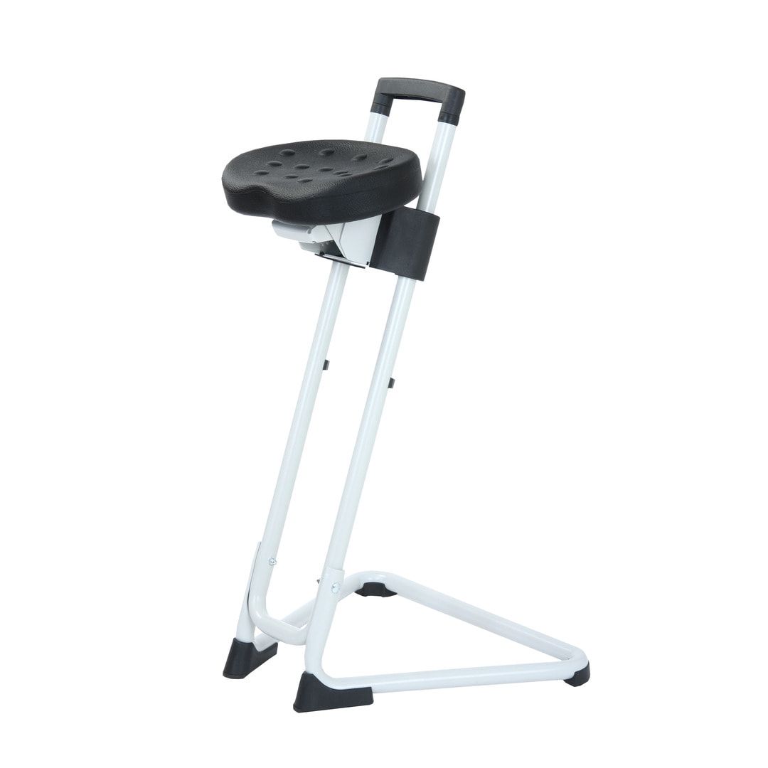 Ergonomische Stehhilfe - höhenverstellbar 60 bis 85 cm - Sitz Kunstleder, atollblau - Gestell schwarz