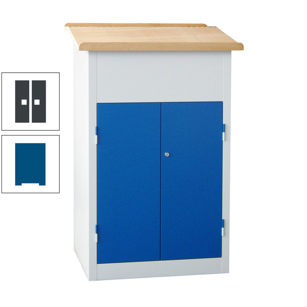 Stehpult mit Schrank - Vollblechtür - Zylinderschloss - 2 Böden - 1.200 x 700 x 600 mm (HxBxT) - anthrazitgrau