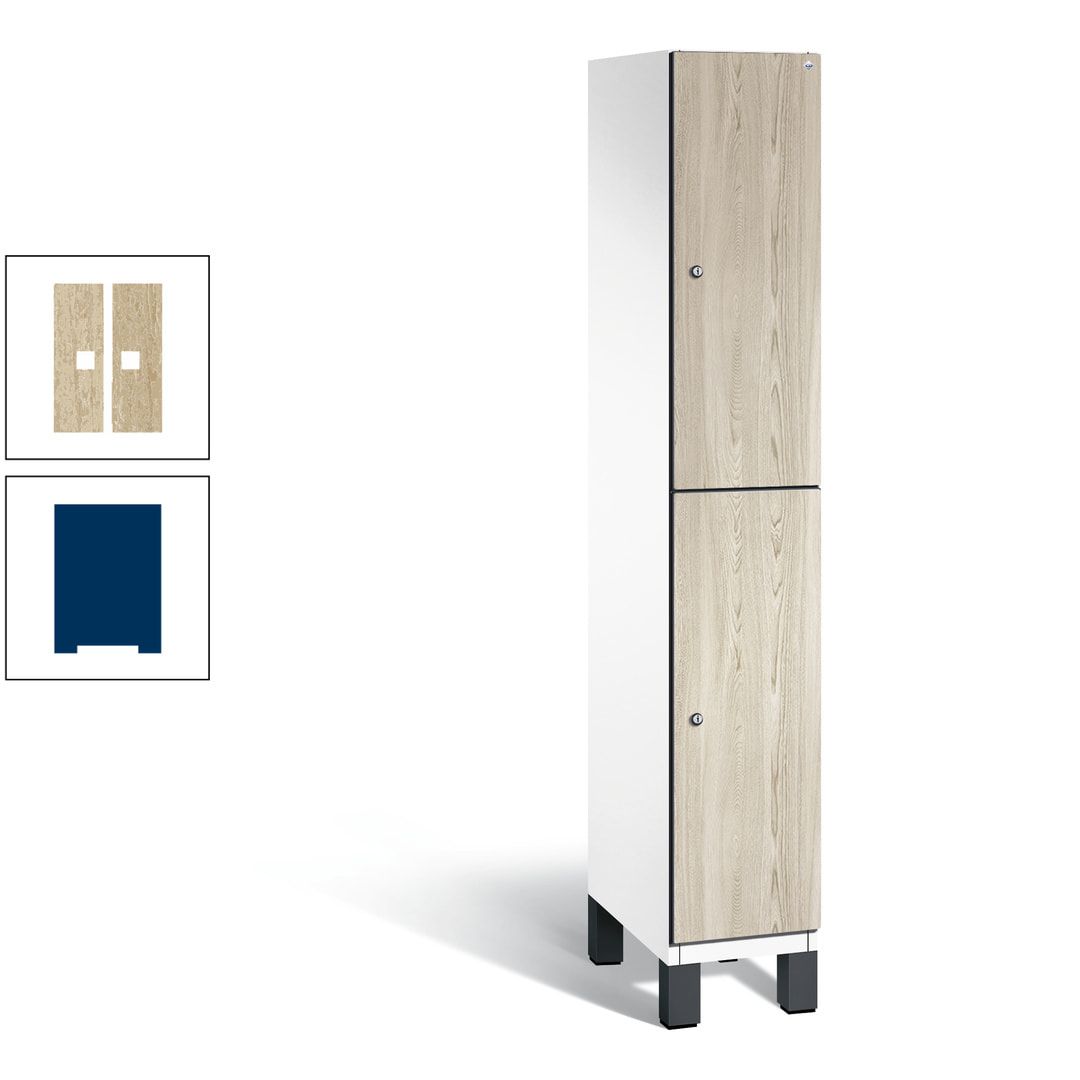 Fächerschrank, Garderobenschrank, mit Füßen, 1 Abteile, 1.980 x 300 x 525 mm (HxBxT), Korpus anthrazitgrau, Tür Donau-Ahorn