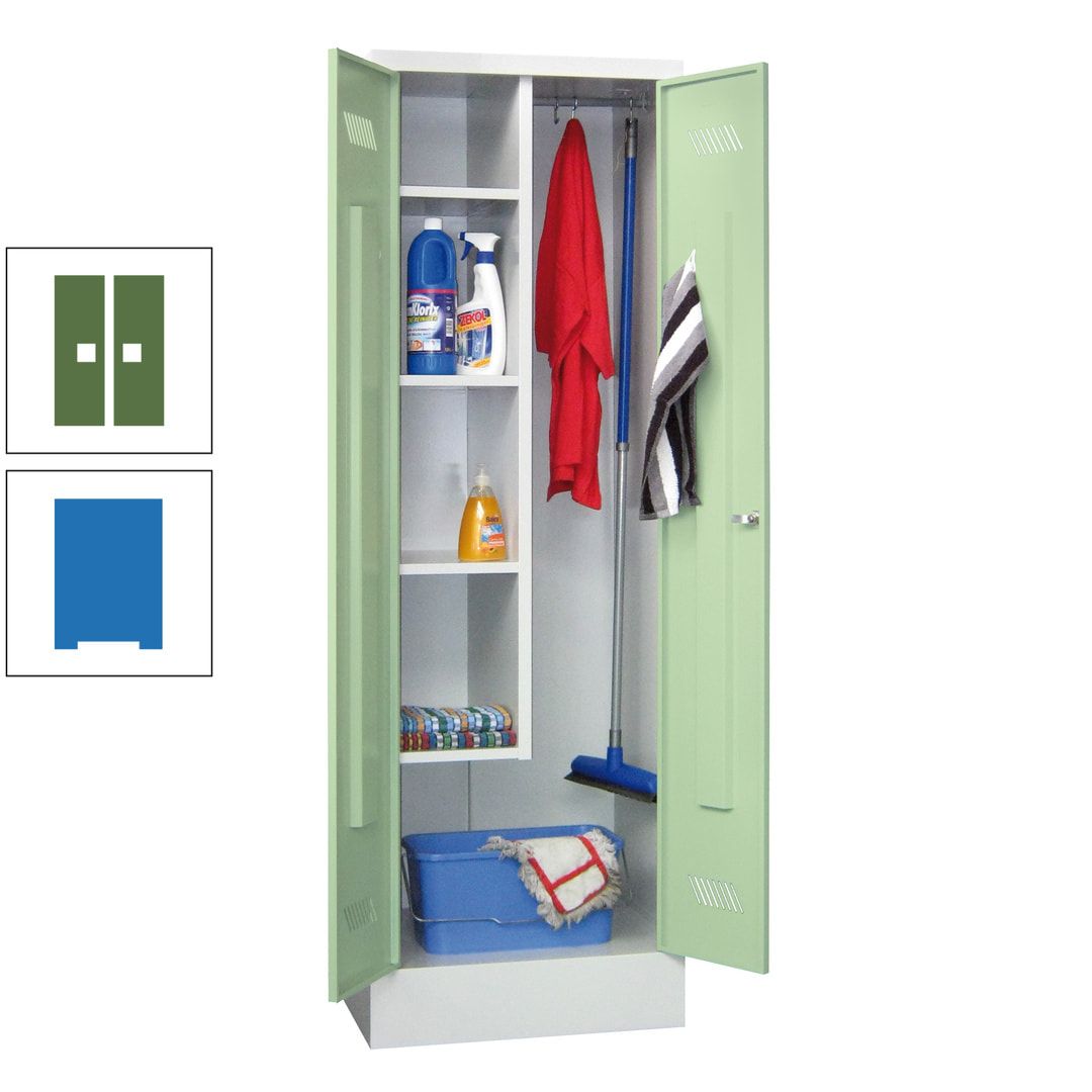 Putzschrank mit Sockel - 1 Abteil mit Trennwand - 1.850x600x500 mm (HxBxT) - Drehriegel - anthrazitgrau
