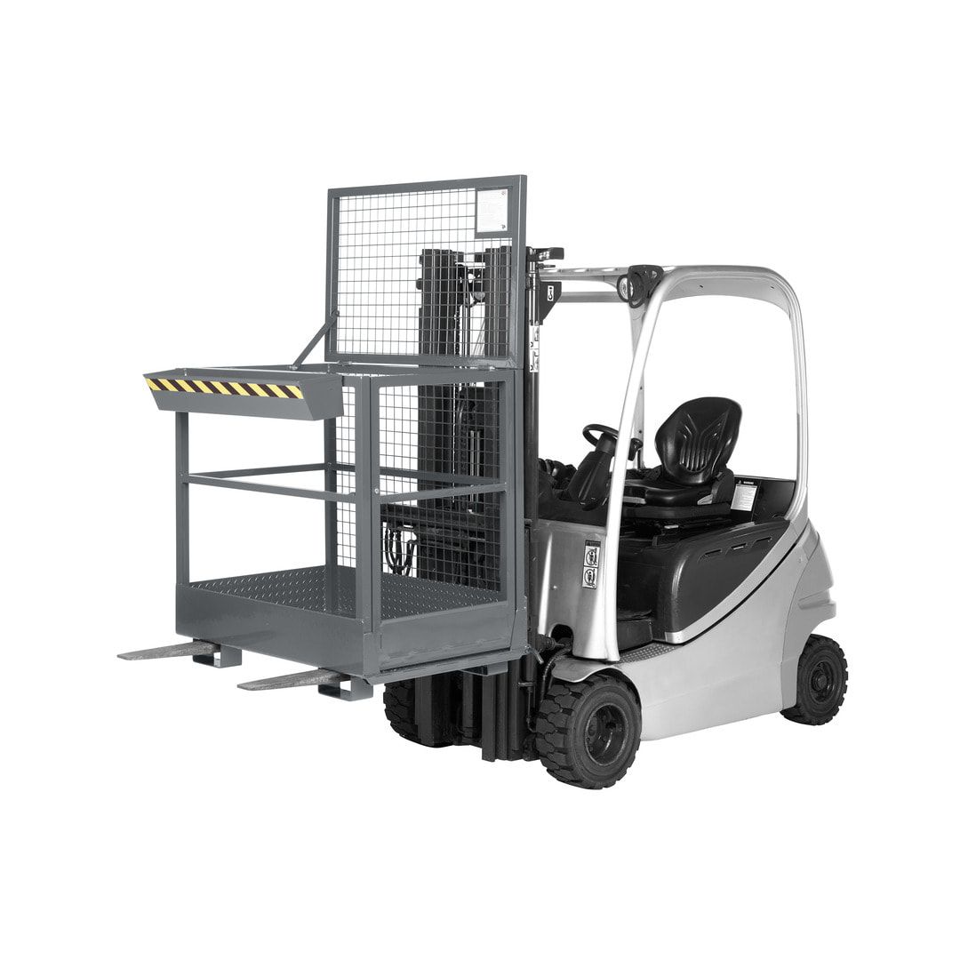 Arbeitsbühne für Stapler und Frontlader - Arbeitskorb - Montagebühne - 2 Personen - Tragkraft 300 kg - 1.910 x 1.200 x 800 mm (HxBxT) - anthrazitgrau