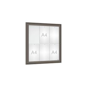Schaukasten - Einflügeltür - 6xA4 - Querformat - 750 x 750 x 30 mm (HxBxT) - wählbar - Infokasten - Präsentationsvitrine