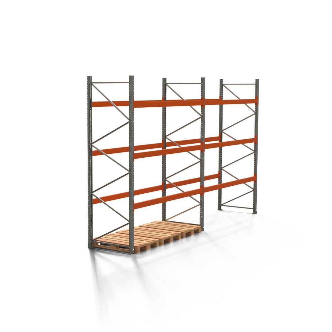 Palettenregal ARTUS - 4 Ebenen - Fachlast 2.100 kg - 3.500 x 11.225 x 1.100 mm (HxBxT) - 4 Felder - Schwerlastregal
