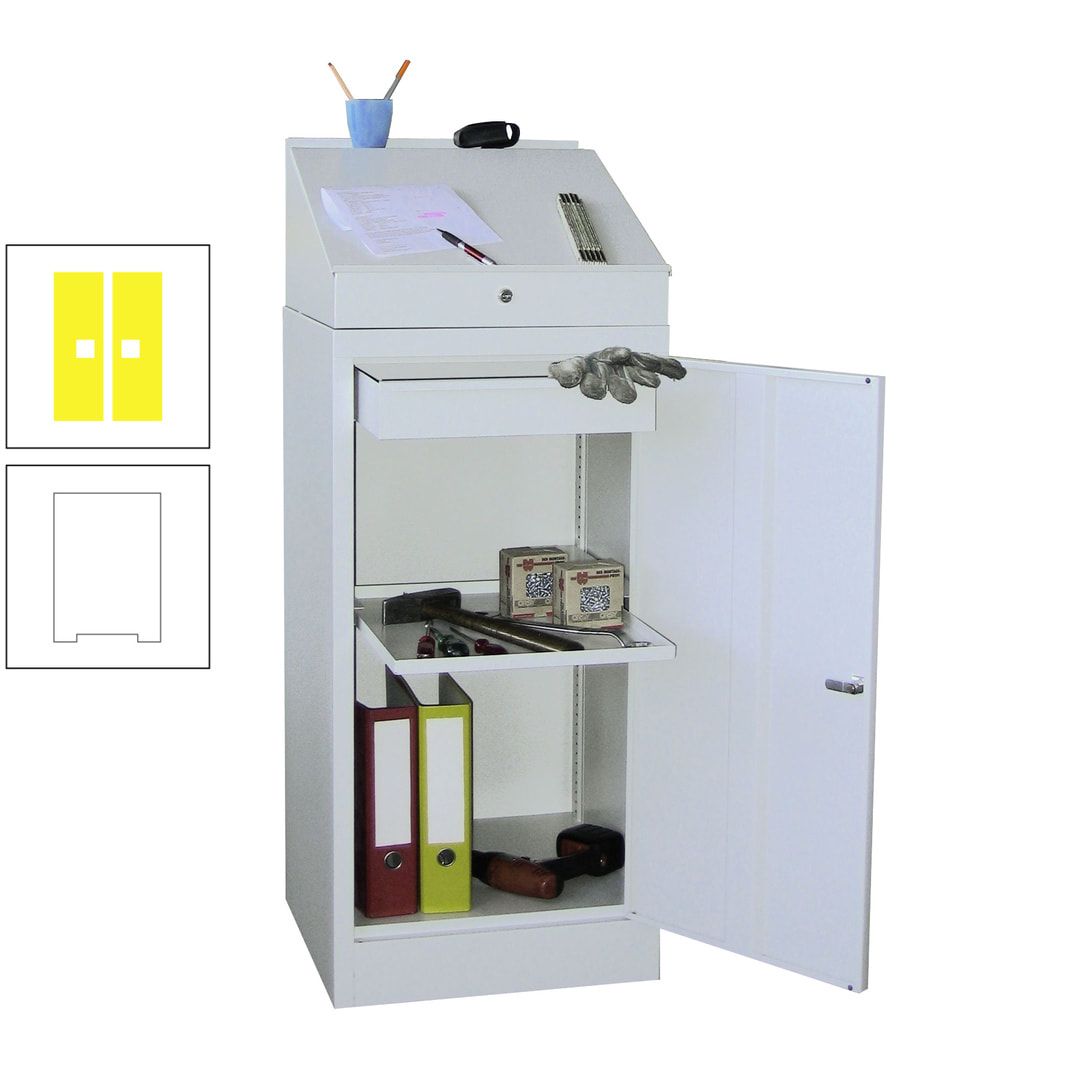 Stehpult mit Schrank - Vollblechtür - Zylinderschloss - 1 Einlegeboden, 1 Schublade - 1.270x500x500 mm (HxBxT) - anthrazitgrau