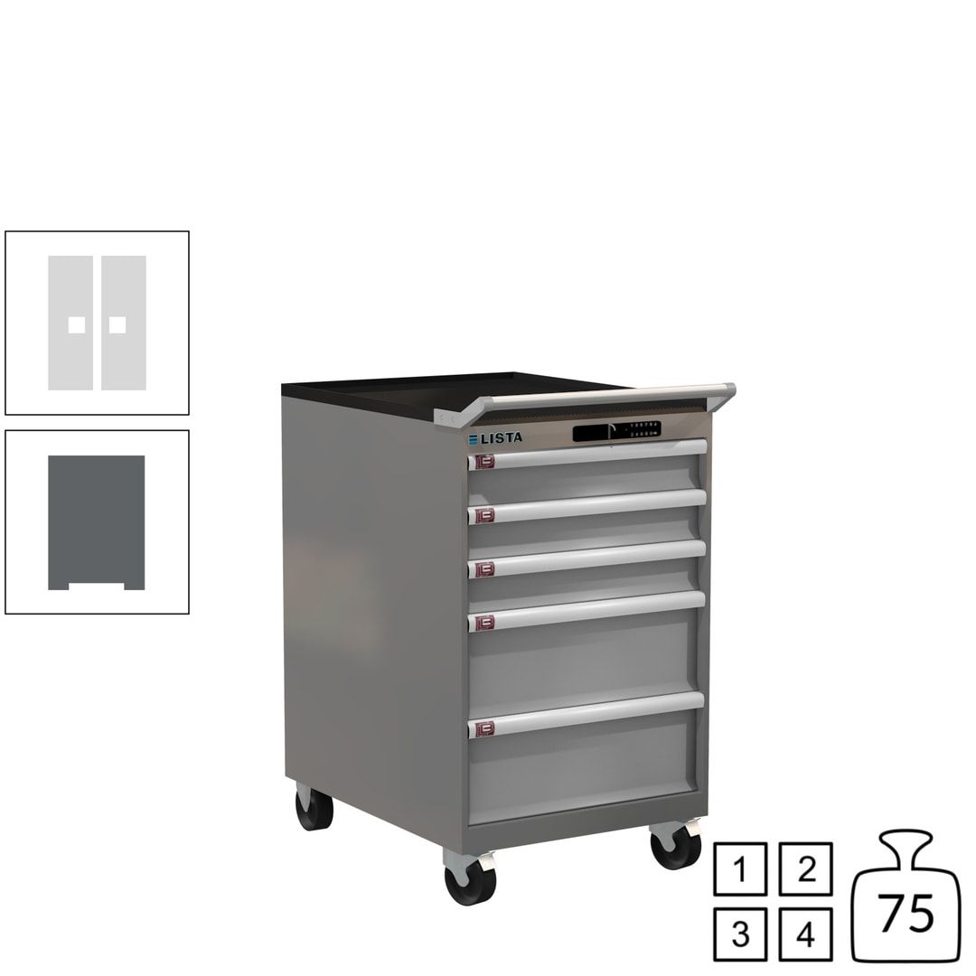 Lista Schubladenschrank - 14.397.010 - 990 x 564 x 725 mm (HxBxT) - 5 Schubladen - 75 kg - Key Lock - lichtblau (RAL 5012)