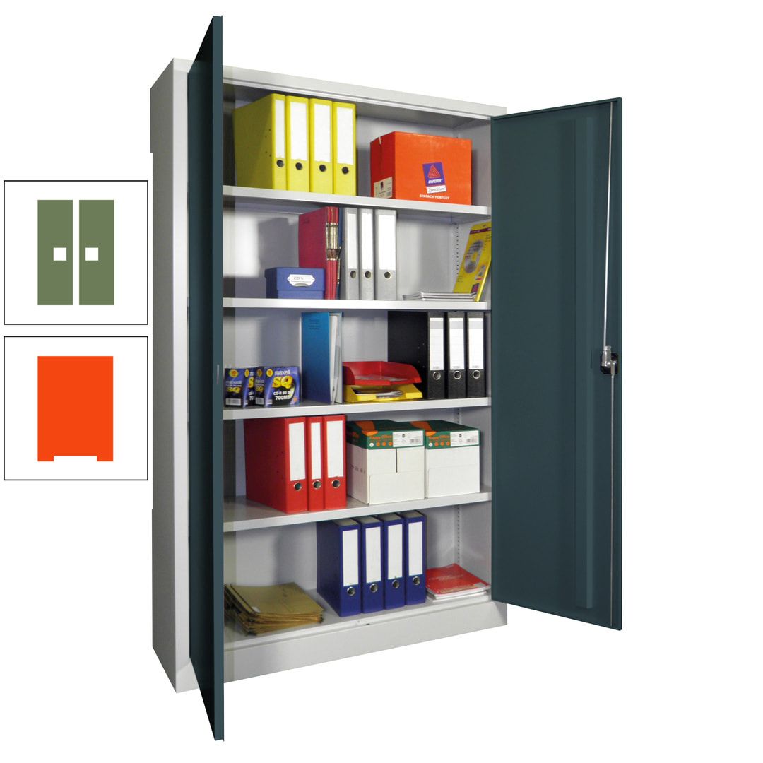 Aktenschrank - Vollblechtüren - 1.950x1.200x400 mm (HxBxT) - 4 Einlegeböden verzinkt - Zylinderschloss - anthrazitgrau