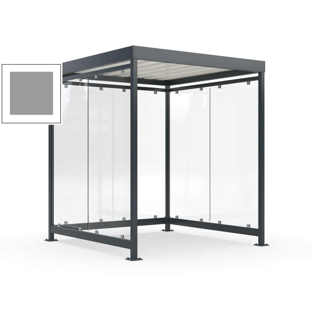 Raucherunterstand, Bushaltestelle, 6-7 Personen, 6 Wände, 2.510 x 2.165 x 2.165 mm (HxBxT), Achatgrau