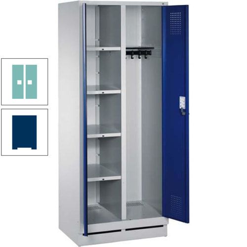 Mehrzweckschrank, Doppeltüren, Füße, 2 Abteile a 300 mm, Korpus anthrazitgrau, Tür anthrazitgrau, 1.800 x 600 x 500 mm (HxBxT)