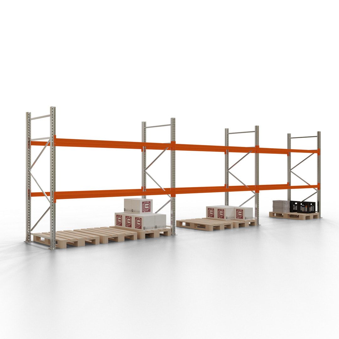 Palettenregal - 1,5 t - 2,0 x 11,3 x 1,1 m - 4 Felder - Schwerlastregal VKfrei