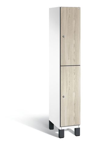 Fächerschrank, Garderobenschrank, mit Füßen, 1 Abteile, 1.980 x 300 x 525 mm (HxBxT), Korpus Vulkangrau, Holzdekorfront
