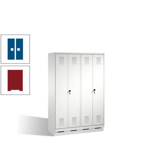 Doppel-Spind, Doppeltüren, Garderobenschrank mit Sockel, 4 Abteile a 300 mm, Korpus anthrazitgrau, Tür anthrazitgrau, 1.800 x 1.200 x 500 mm (HxBxT)