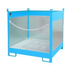 Fass-Stapelpalette - für 4 x 200-l-Fässer - Volumen 220 l - 1.435 x 1.410 x 1.410 mm (HxBxT) - Spritzschutzwände
