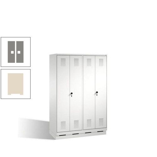 Doppel-Spind, Doppeltüren, Garderobenschrank mit Sockel, 4 Abteile a 300 mm, Korpus anthrazitgrau, Tür anthrazitgrau, 1.800 x 1.200 x 500 mm (HxBxT)