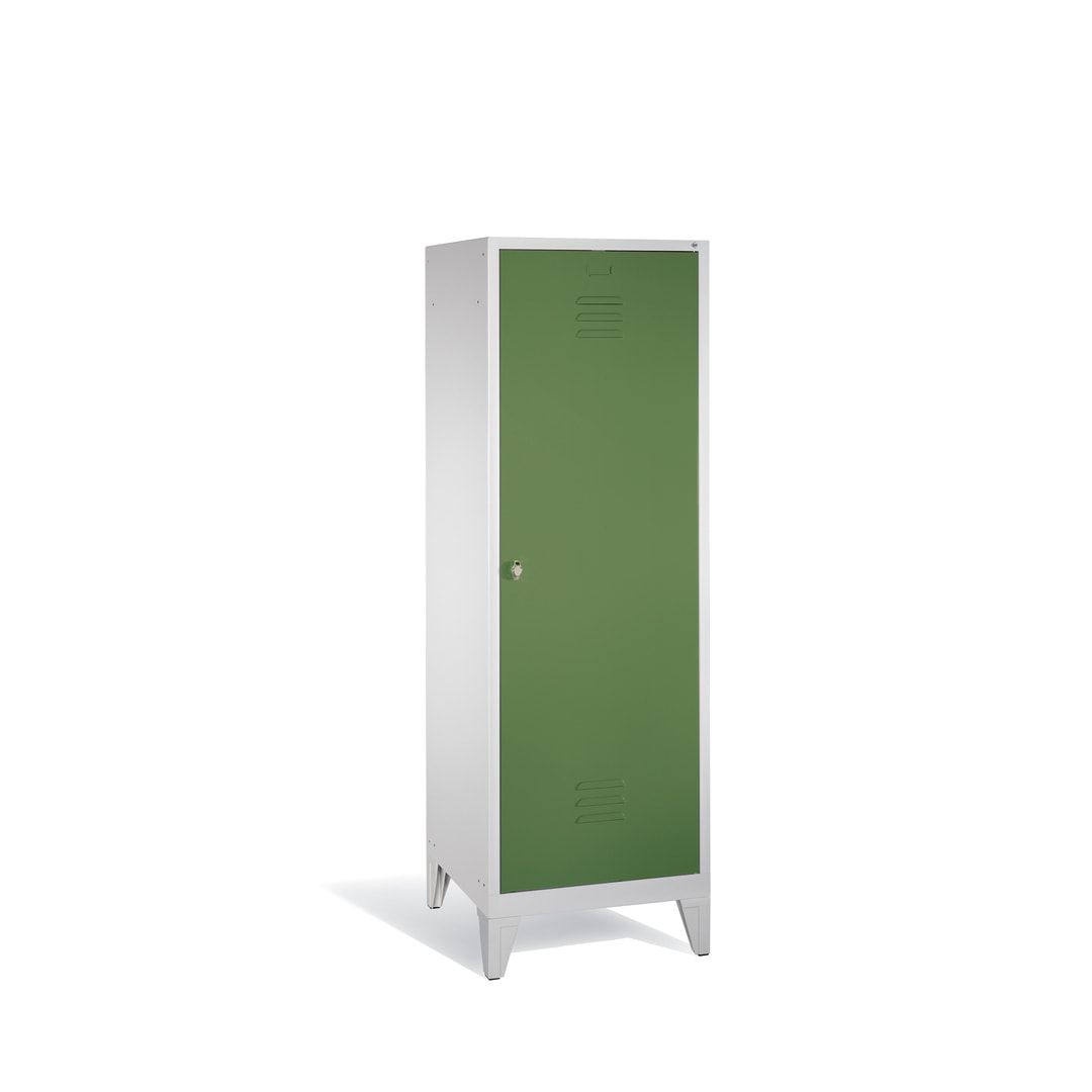 Doppel-Spind mit Großtür, Garderobenschrank mit Füßen, 2 Abteile a 300 mm, Korpus anthrazitgrau, Tür anthrazitgrau, 1.850 x 610 x 500 mm (HxBxT)