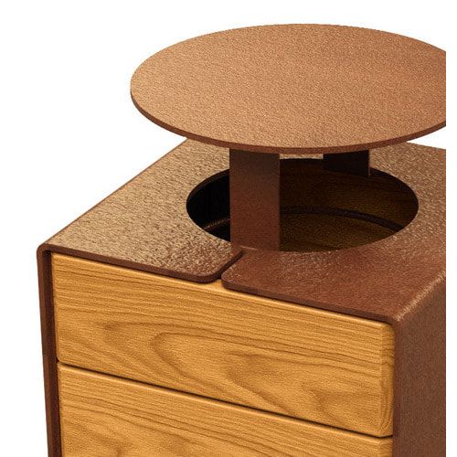 Abfalleimer aus Stahl - 120 l - 950 x 450 x 450 mm (HxBxT) - mit Deckel - Verankerungsstäbe - Farbe enzianblau