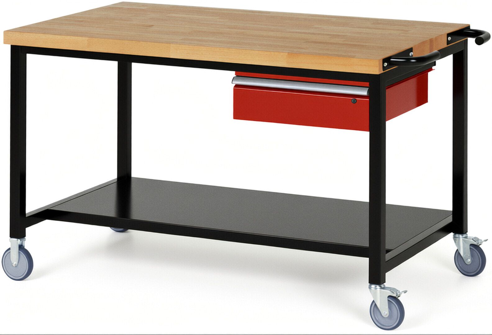 Mobile Werkbank mit Ablageboden - 1 Schublade - 150:1 - höhenverstellbar 880-1.080 mm - 1.500 x 900 mm (BxT) - 450 kg - Anthrazitgrau