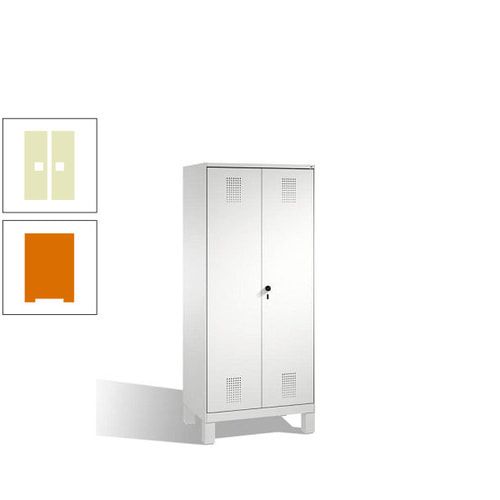 Doppel-Spind, Doppeltüren, Garderobenschrank mit Füßen, 2 Abteile a 400 mm, Korpus anthrazitgrau, Tür anthrazitgrau, 1.850 x 800 x 500 mm (HxBxT)