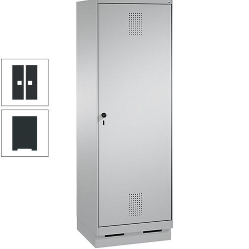 Doppel-Spind, Garderobenschrank, 1 Tür für 2 Abteile a 300 mm, Korpus anthrazitgrau, Türen anthrazitgrau, 1.800 x 600 x 500 mm (HxBxT)
