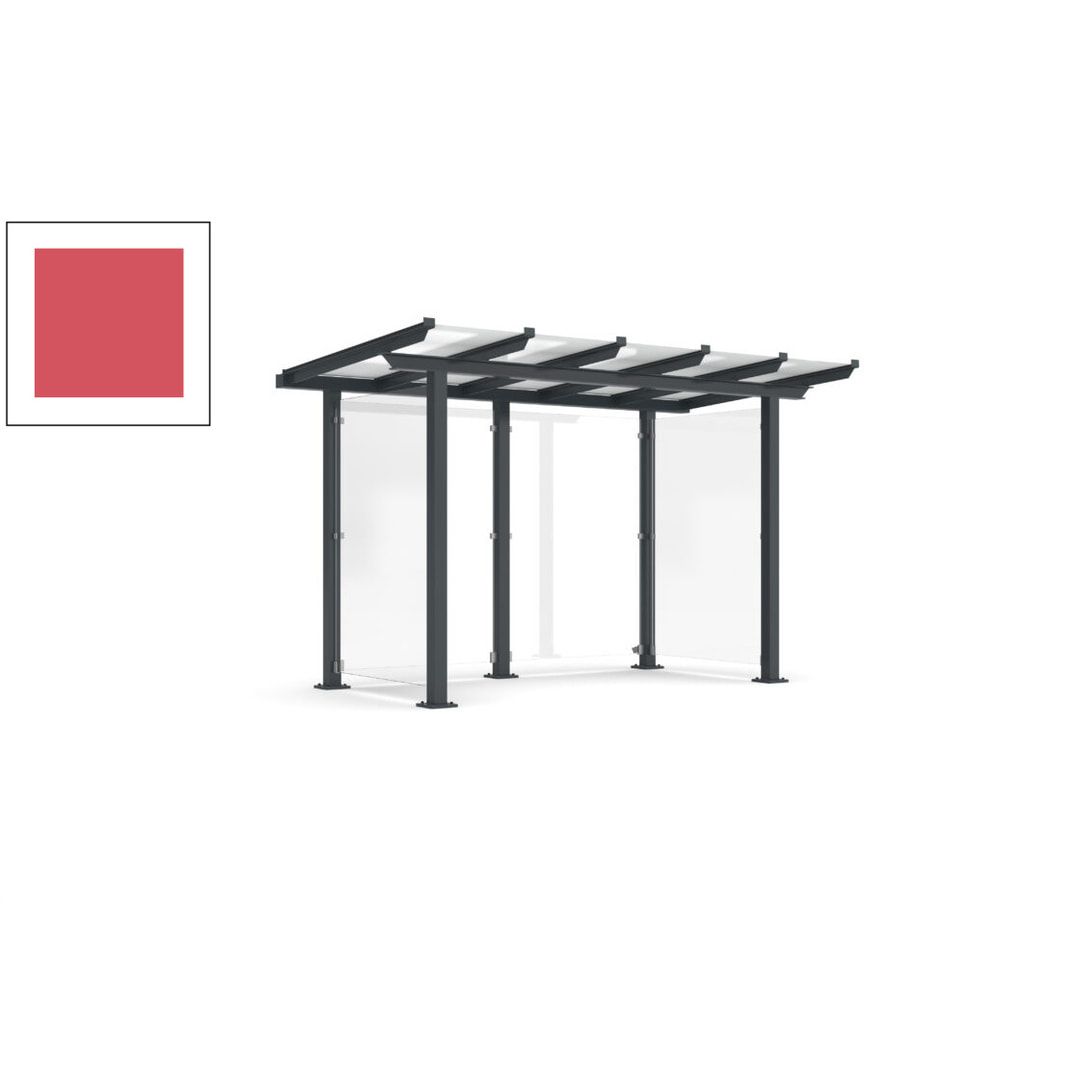 Unterstand mit Pultdach und Sicherheitsglas - feuerverzinkt und farbbeschichtet - 2.435 x 3.850 x 2.090 (HxBxT) - Farbe Achatgrau