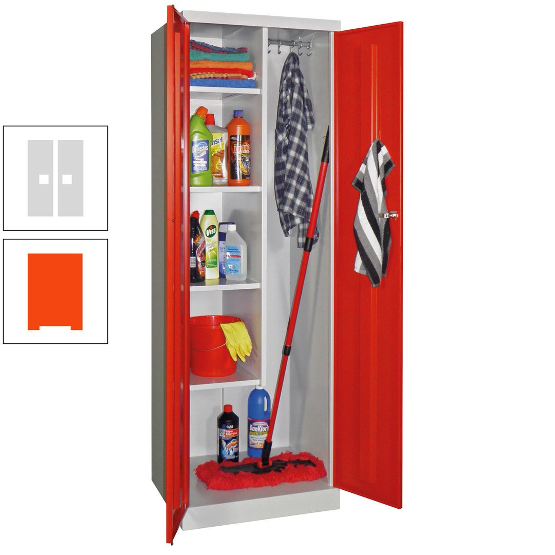 Putzschrank mit Sockel - 1 Abteil mit Trennwand - 1.800x600x500 mm (HxBxT) - Zylinderschloss - anthrazitgrau
