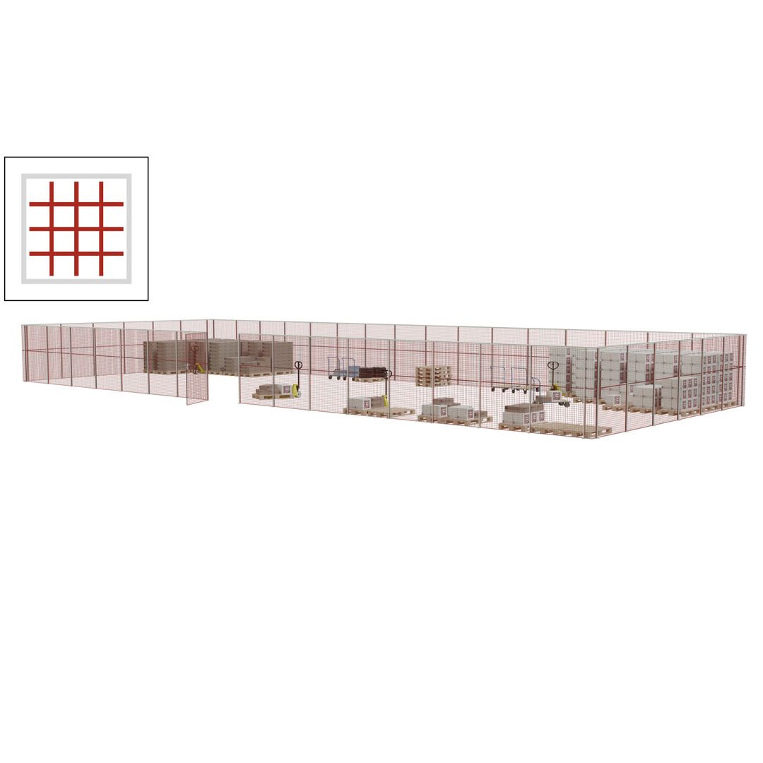 Maschinen Schutzgitter - Hallentrennwand - Sicherheitszaun - Tür - 66 m - 2.200 x 24.400 x 9.400 mm (HxBxT) - enzianblau