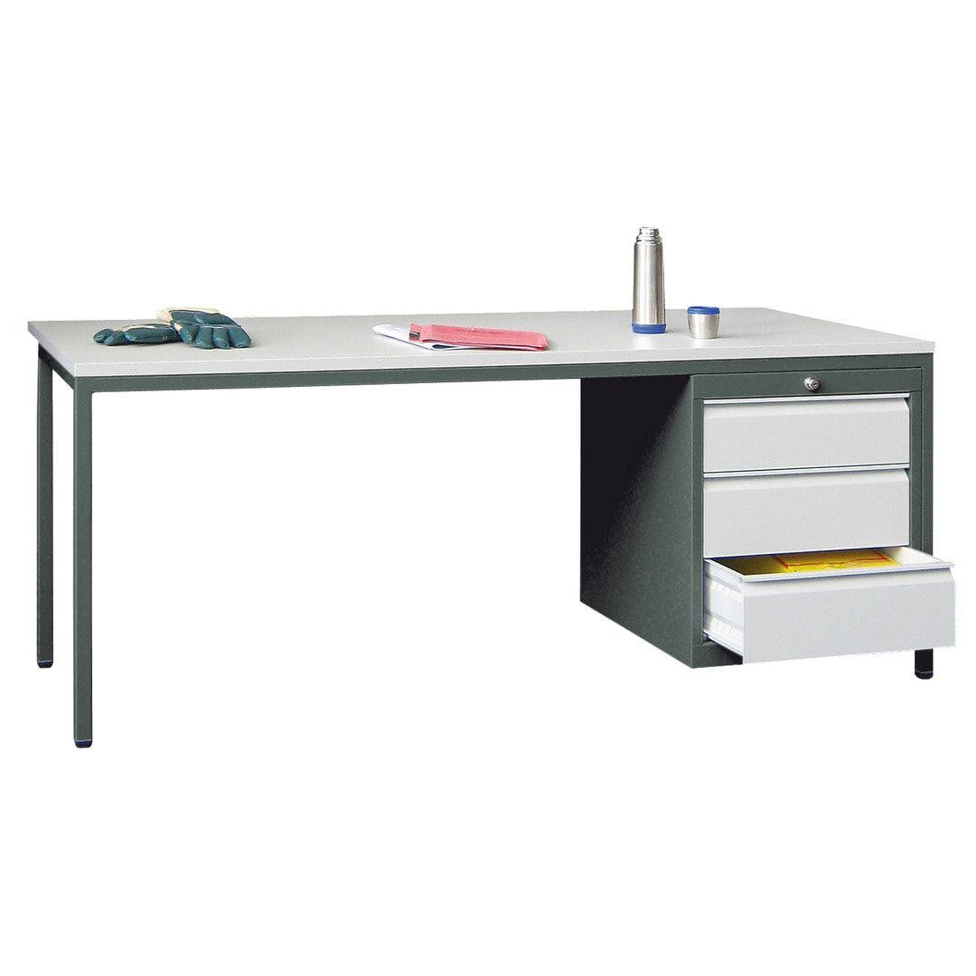 Meisterschreibtisch - 3 Schubladen 150 / 175 mm - 720 x 1.700 x 800 mm (HxBxT) - anthrazitgrau
