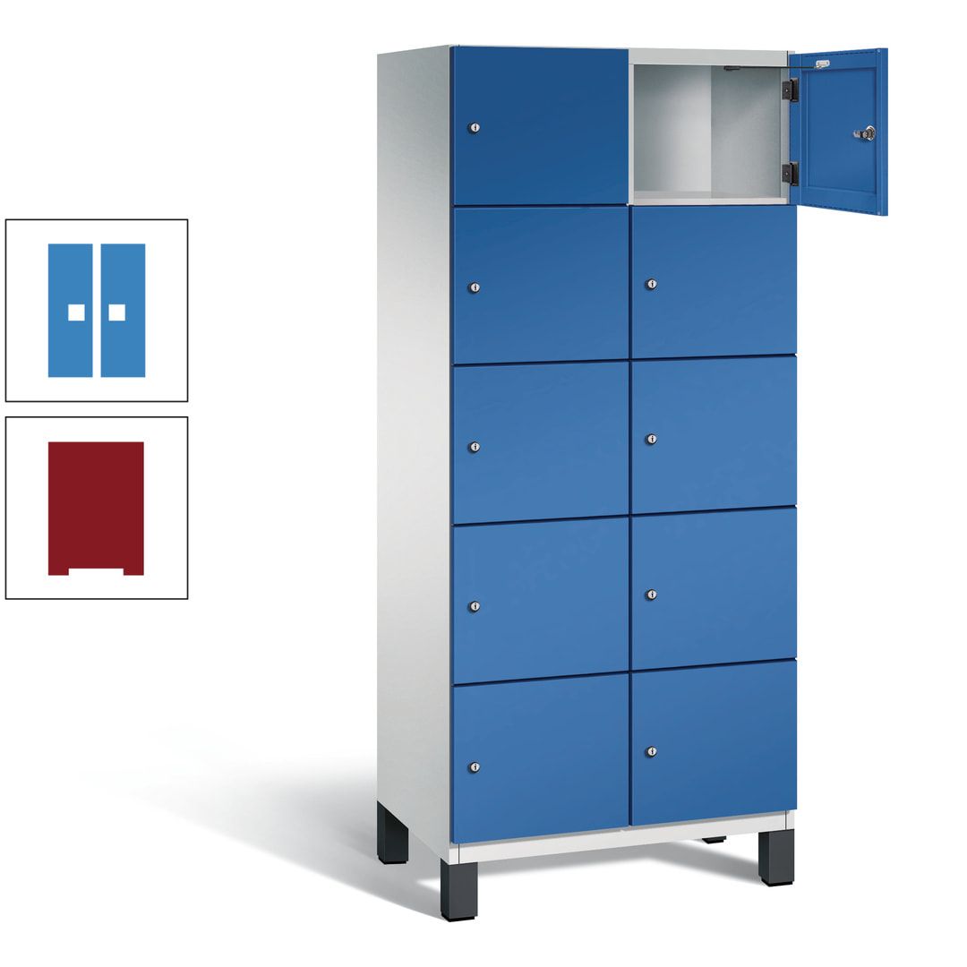 Fächerschrank, Stahlschrank, 10 Fächer, Türöffnungsbegrenzer, Füße, 1.980 x 800 x 525 mm (HxBxT), Korpus anthrazitgrau, Front anthrazitgrau