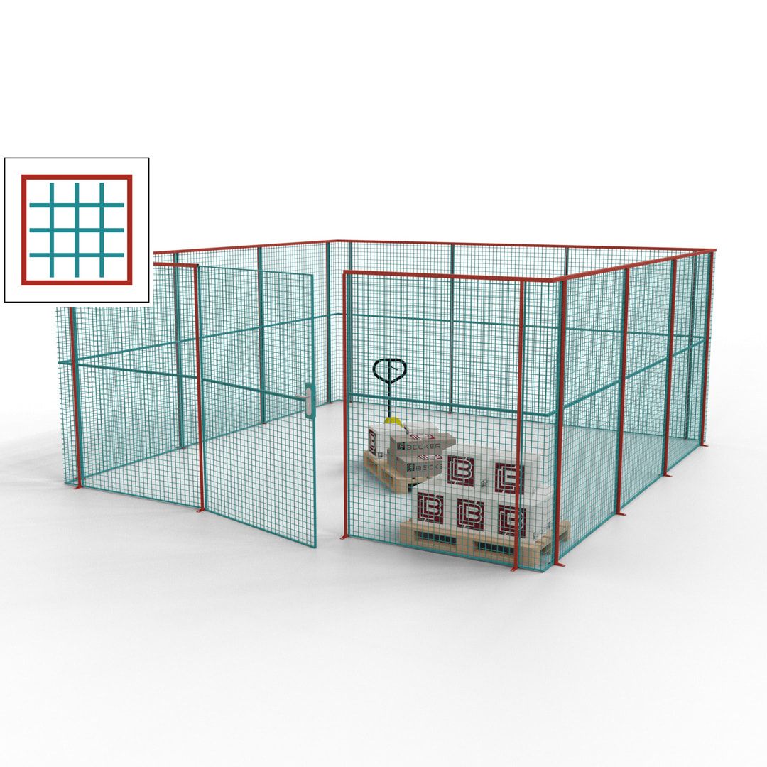 Maschinen Schutzgitter - Hallentrennwand - Sicherheitszaun - Tür - 18 m - 2.200 x 4.900 x 4.900 mm (HxBxT) - enzianblau