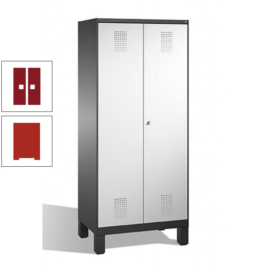 Mehrzweckschrank, Doppeltüren, auf Füßen, 2 Abteile a 400 mm, Korpus anthrazitgrau, Tür anthrazitgrau, 1.850 x 800 x 500 mm (HxBxT)