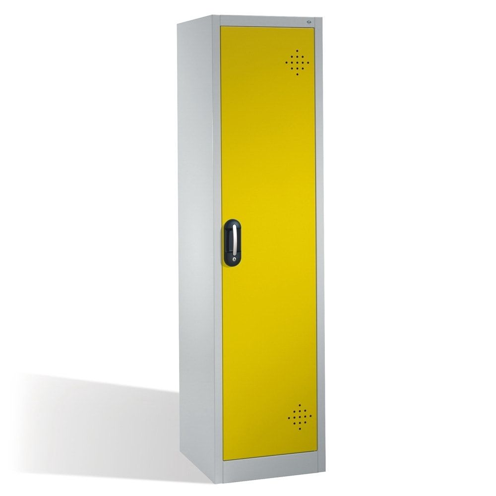 C+P Umweltschrank mit 4 Wannenböden, für wassergefährdende Stoffe, mit Flügeltür, 1.950 x 500 x 500 mm (HxBxT), Farbe lichtgrau