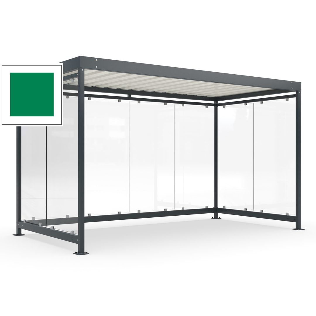 Fahrradunterstand, Fahrgastunterstand, Bushaltestelle, Bausatz, 12-13 Personen, 2.510 x 4.195 x 2.165 mm (HxBxT), 8 Wände, Achatgrau